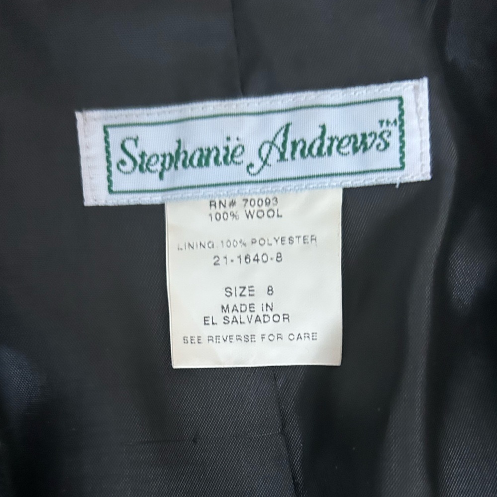 Vintage Stephanie Andrews 100% Wool Black Blazer Women’s size 8 - Picture 5 of 11